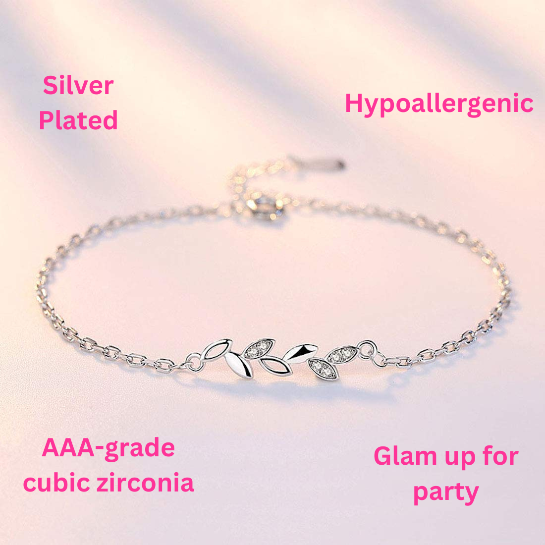 Sleek Silver Plated Leaf Bracelet