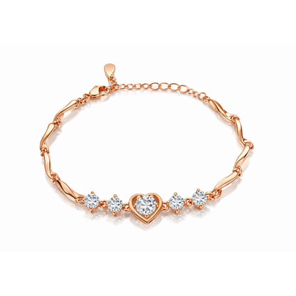 Fashion lovely Heart Silver Plated Valentine Gift Crystal Bracelet (White)