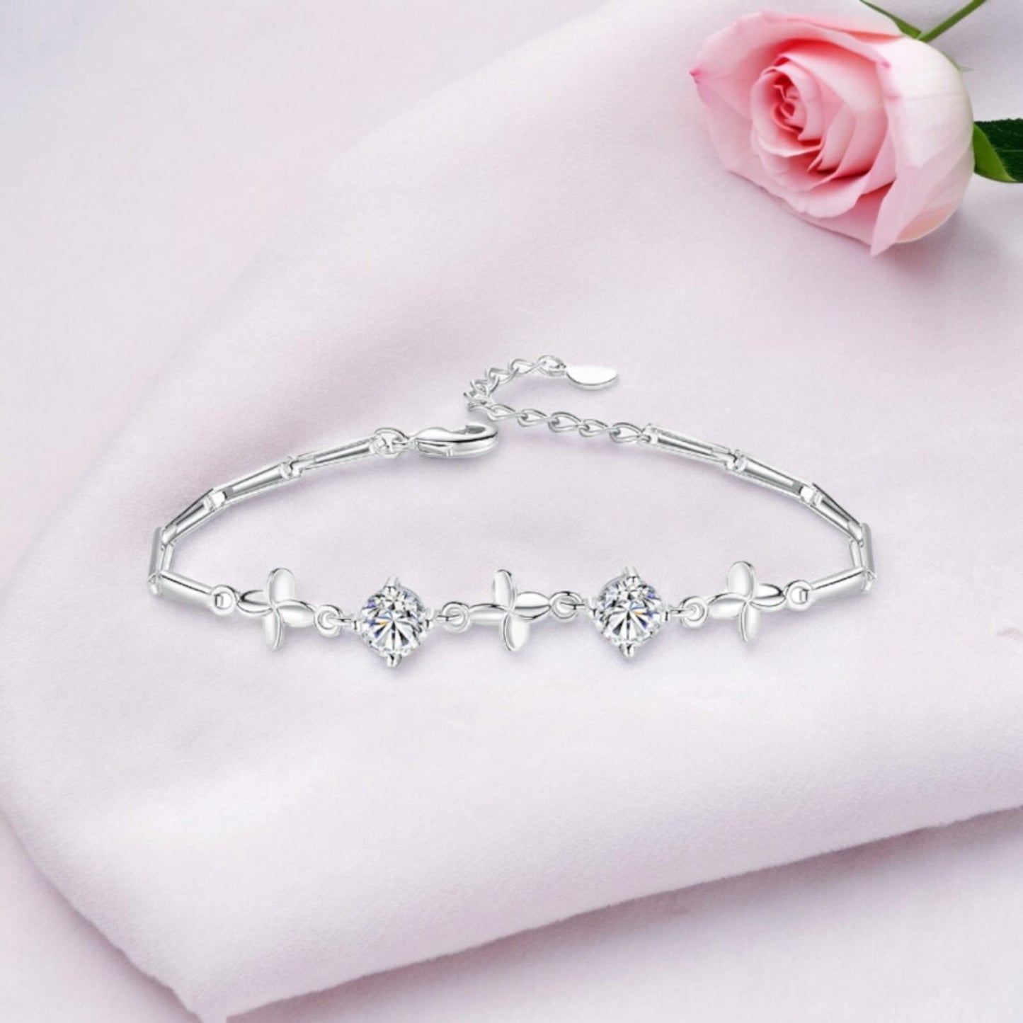Silver Plated Clover Bracelet