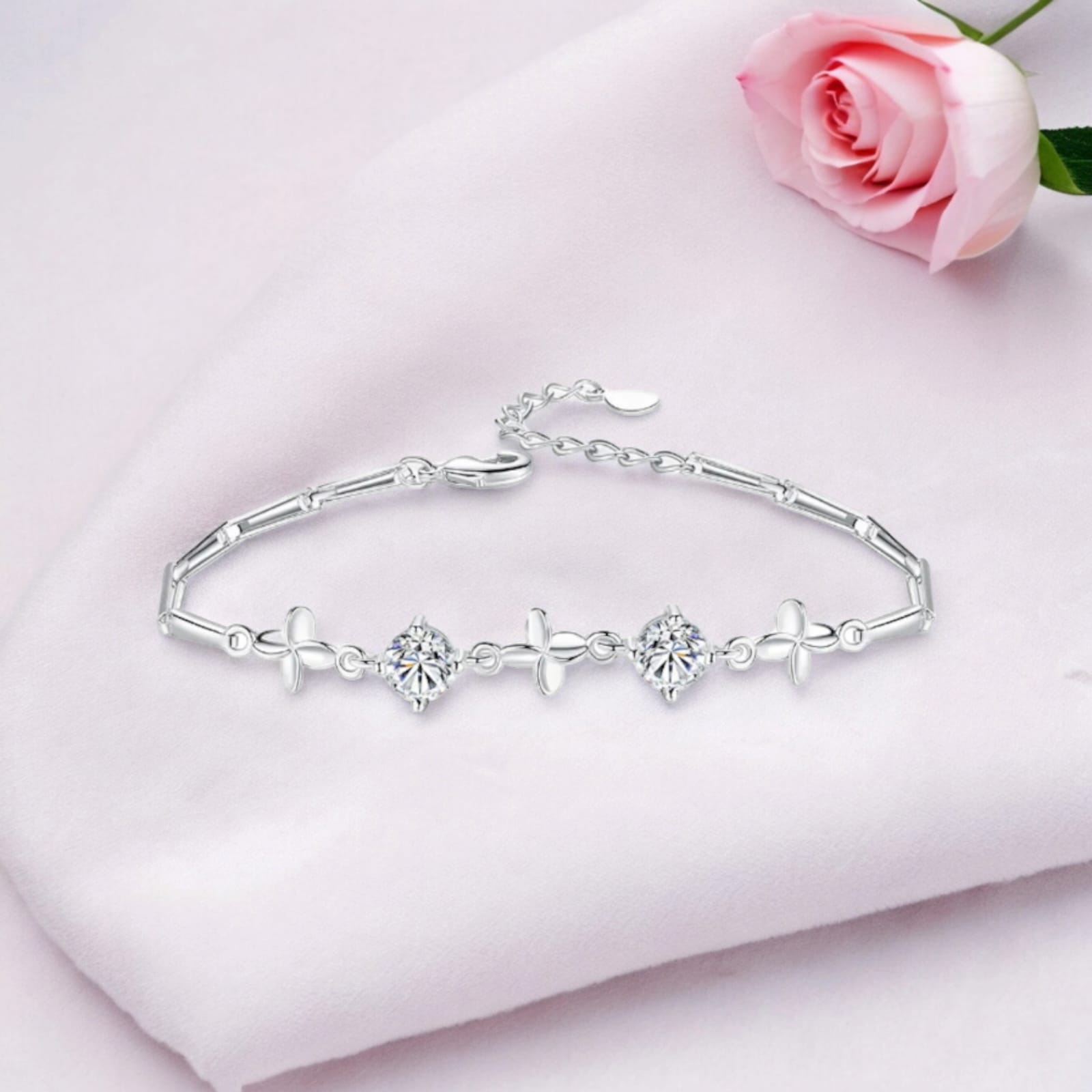 Silver Plated Clover Bracelet
