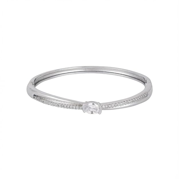 Rose Gold-Plated Kada with Centerpiece Stone Elegant Designer kada Bracelet for Women| Sleek Finish |Office Wear |  Minimalist Appeal