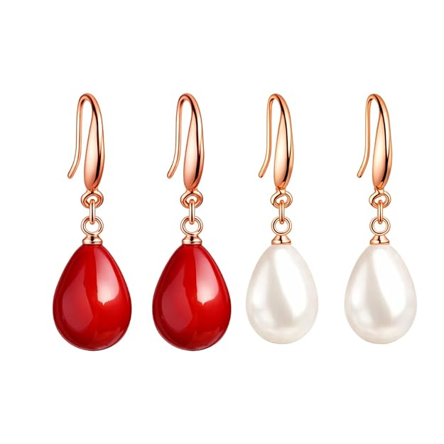 Pearl Pop Red Drop Earrings for Girls and Women| Valentine Gift