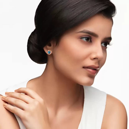 Dailywear Officewear Rose Gold Plated Blue Zircon Stone Stud Earrings For Girls and Women