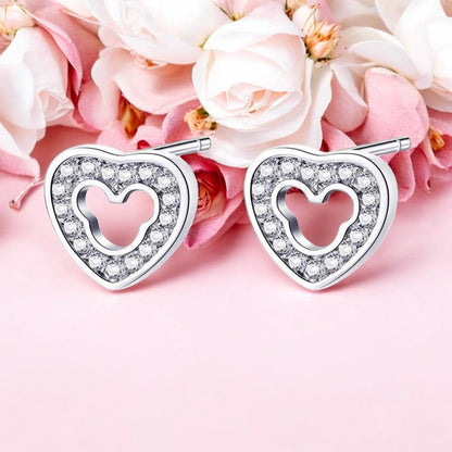 Silver Plated Sparkling Heart Studs