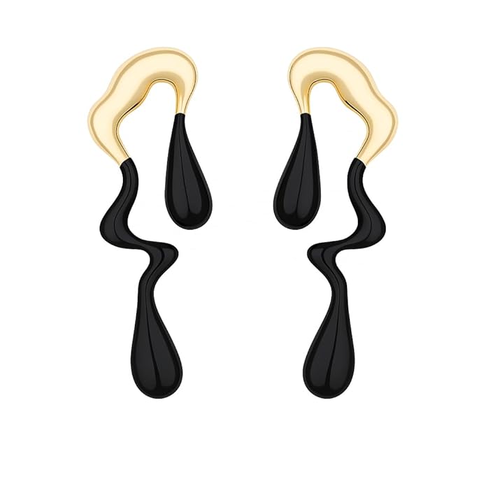 Abstract Drip Design Earrings in Gold Trendy and Modern Look