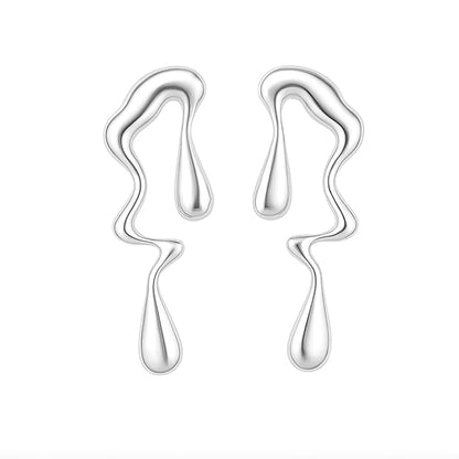 Abstract Drip Design Earrings in Gold Trendy and Modern Look