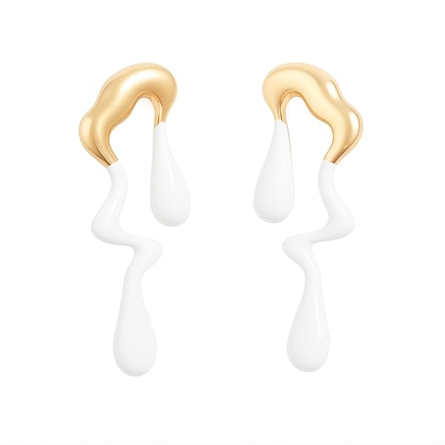 Abstract Drip Design Earrings in Gold Trendy and Modern Look