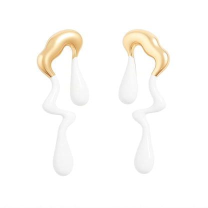 Abstract Drip Design Earrings in Gold Trendy and Modern Look