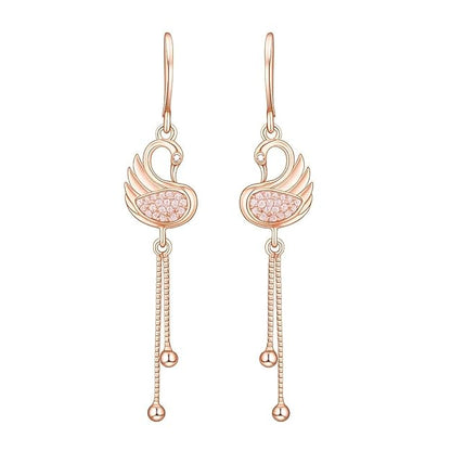 Rose Gold PlatedLatkan American Diamond Studded Drop Earrings for Women and Girls