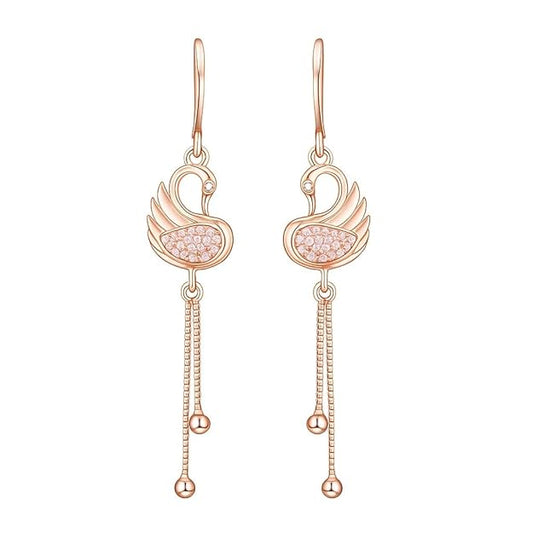 Rose Gold PlatedLatkan American Diamond Studded Drop Earrings for Women and Girls
