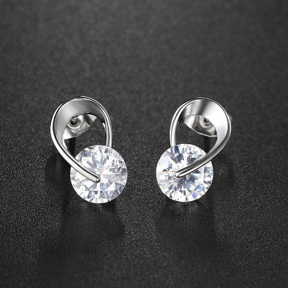 Minimal Sparkle Loop Stud Earrings