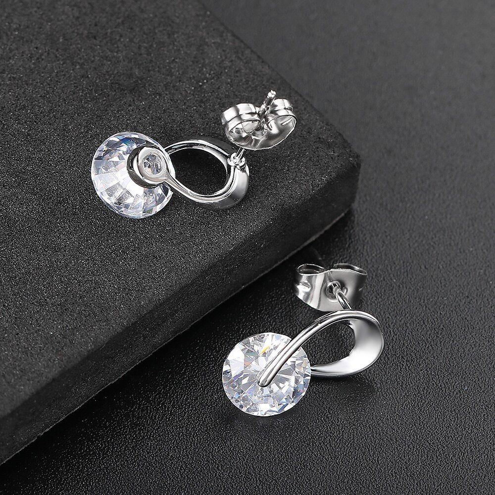 Minimal Sparkle Loop Stud Earrings