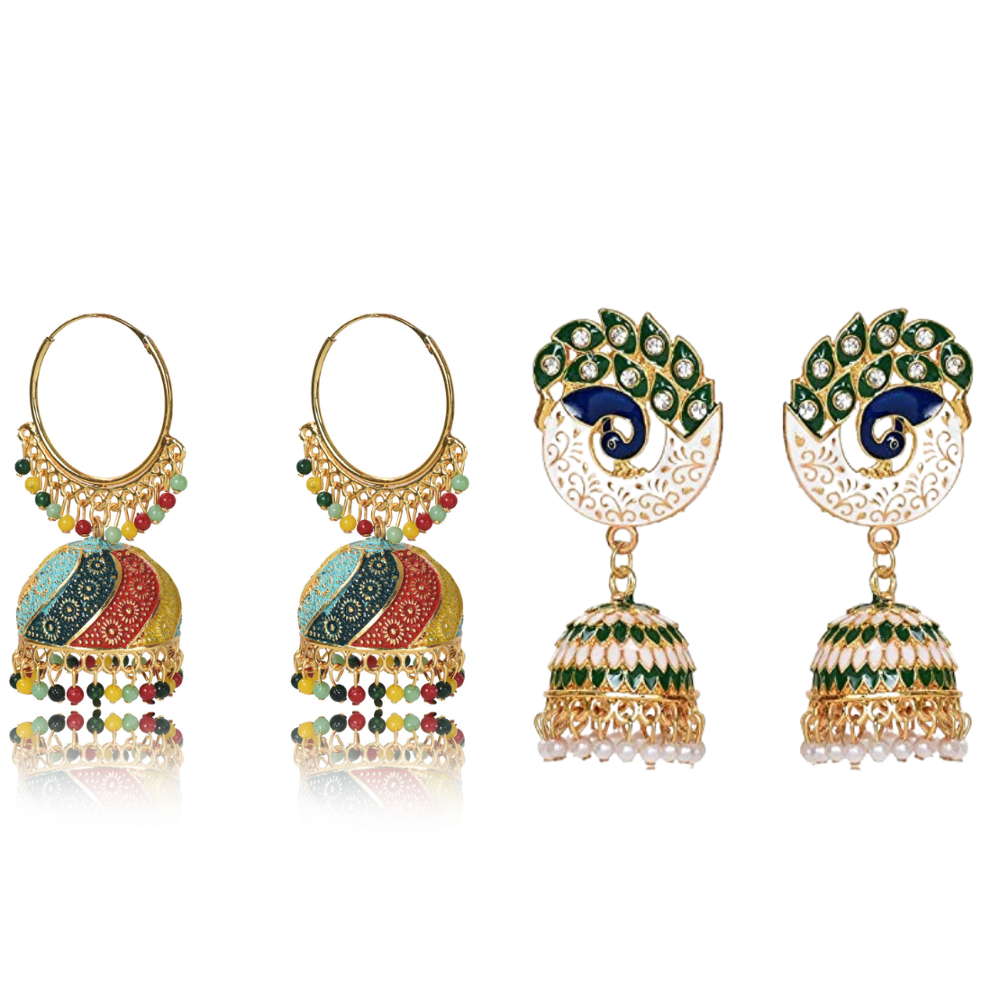 The Bloom Set| Value Set| Oxidised Jhumka Earrings| Ethnic Jhumki Collection for Women and Girls