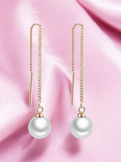 Pearl Tassel Long Drop Earrings for Women/Girls | Light weight | Sleek & Beautiful