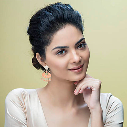 Nilu's Collection Handmade Ethnic Designer Orange Floral Jhumka for Women & Girls Jhumki Earring