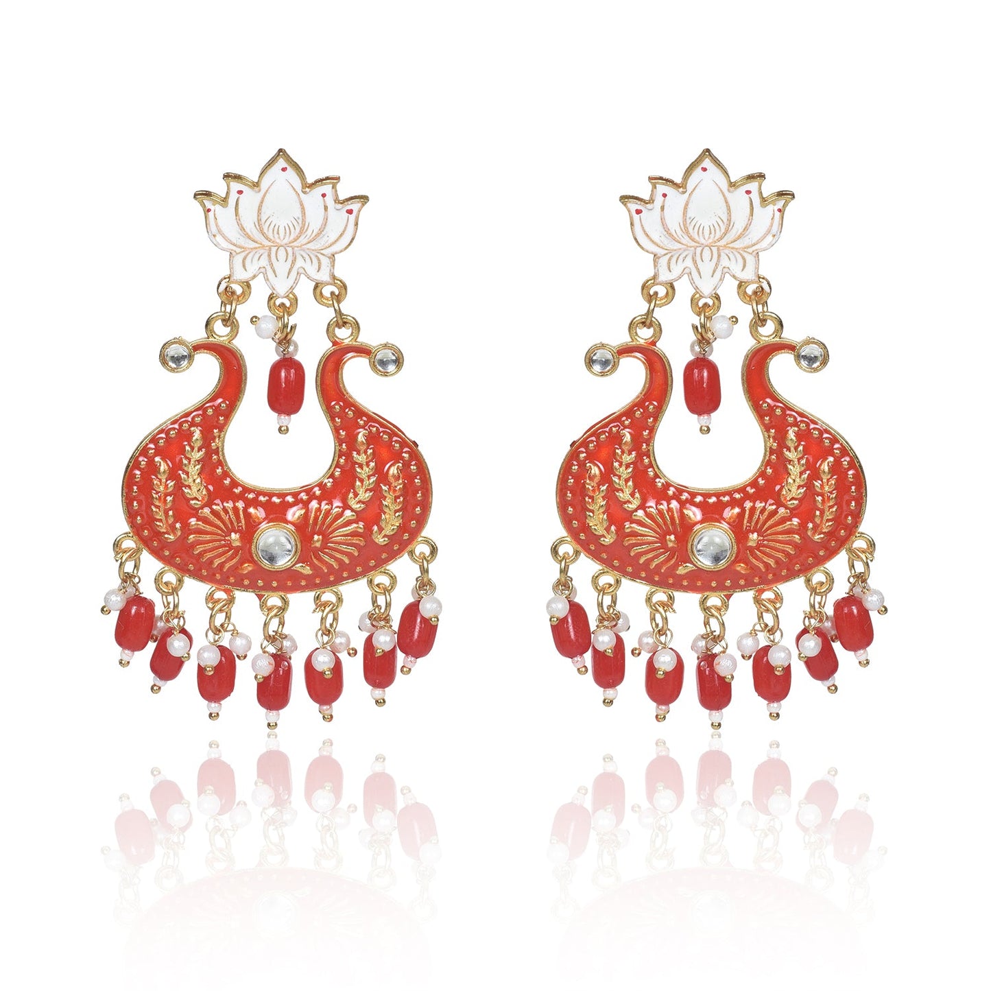 Nilu's Collection Handmade Ethnic Designer Red Floral Jhumka for Women & Girls Jhumki Earring