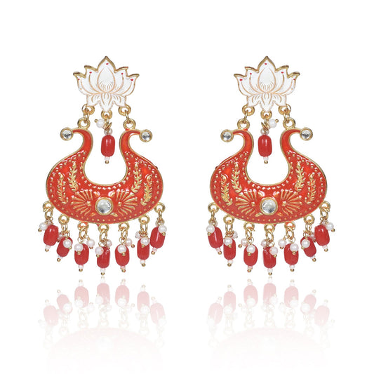 Nilu's Collection Handmade Ethnic Designer Red Floral Jhumka for Women & Girls Jhumki Earring
