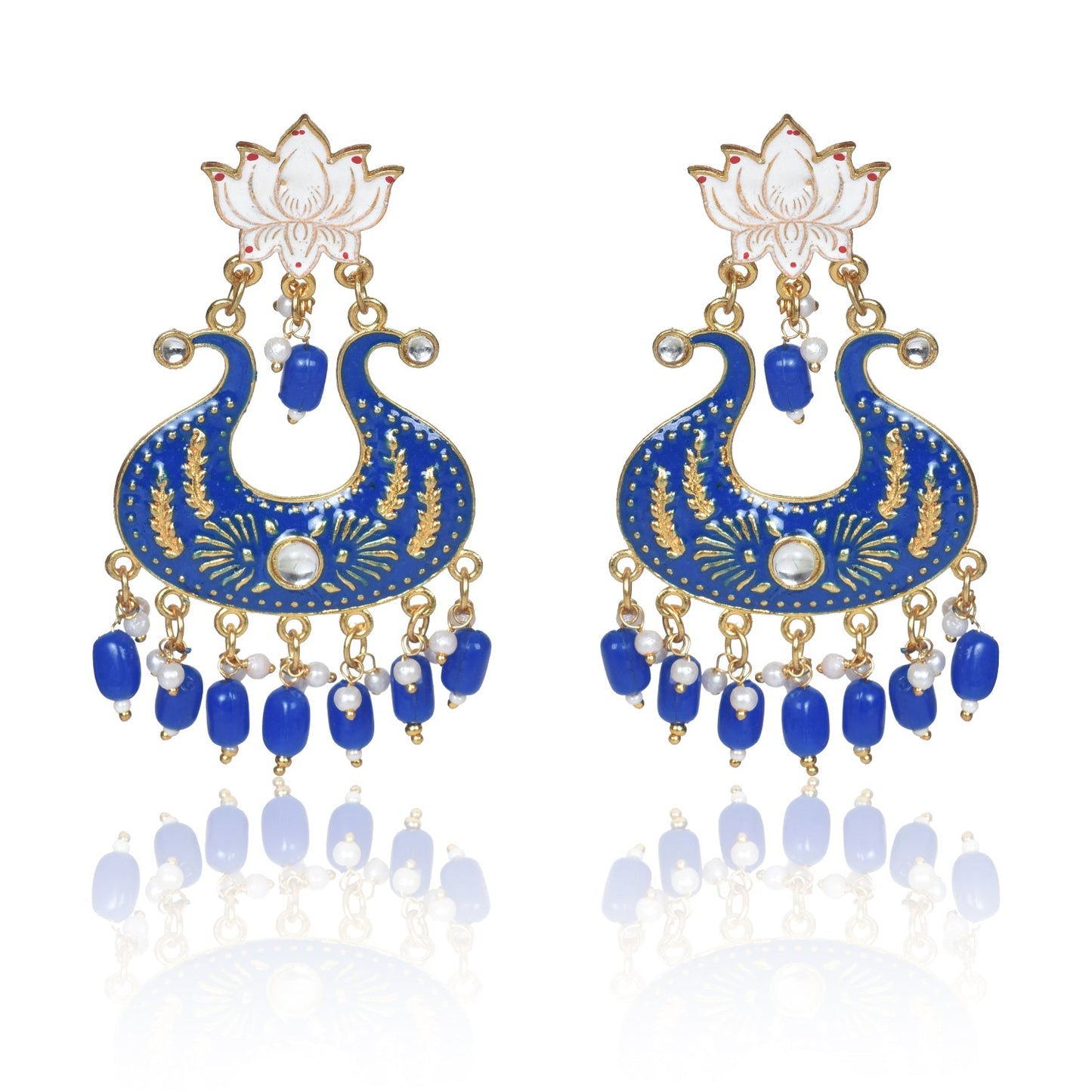 Nilu's Collection Handmade Ethnic Designer Blue Floral Jhumka for Women & Girls Jhumki Earring