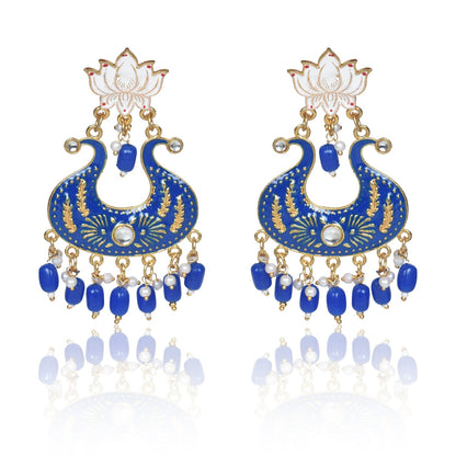 Nilu's Collection Handmade Ethnic Designer Blue Floral Jhumka for Women & Girls Jhumki Earring