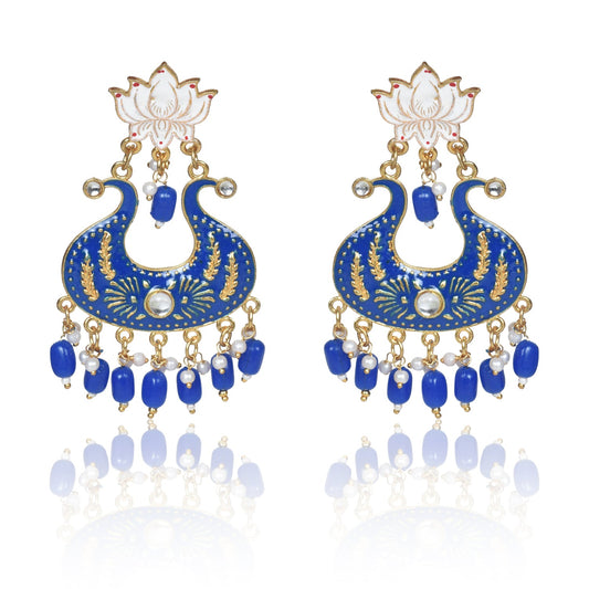 Nilu's Collection Handmade Ethnic Designer Blue Floral Jhumka for Women & Girls Jhumki Earring