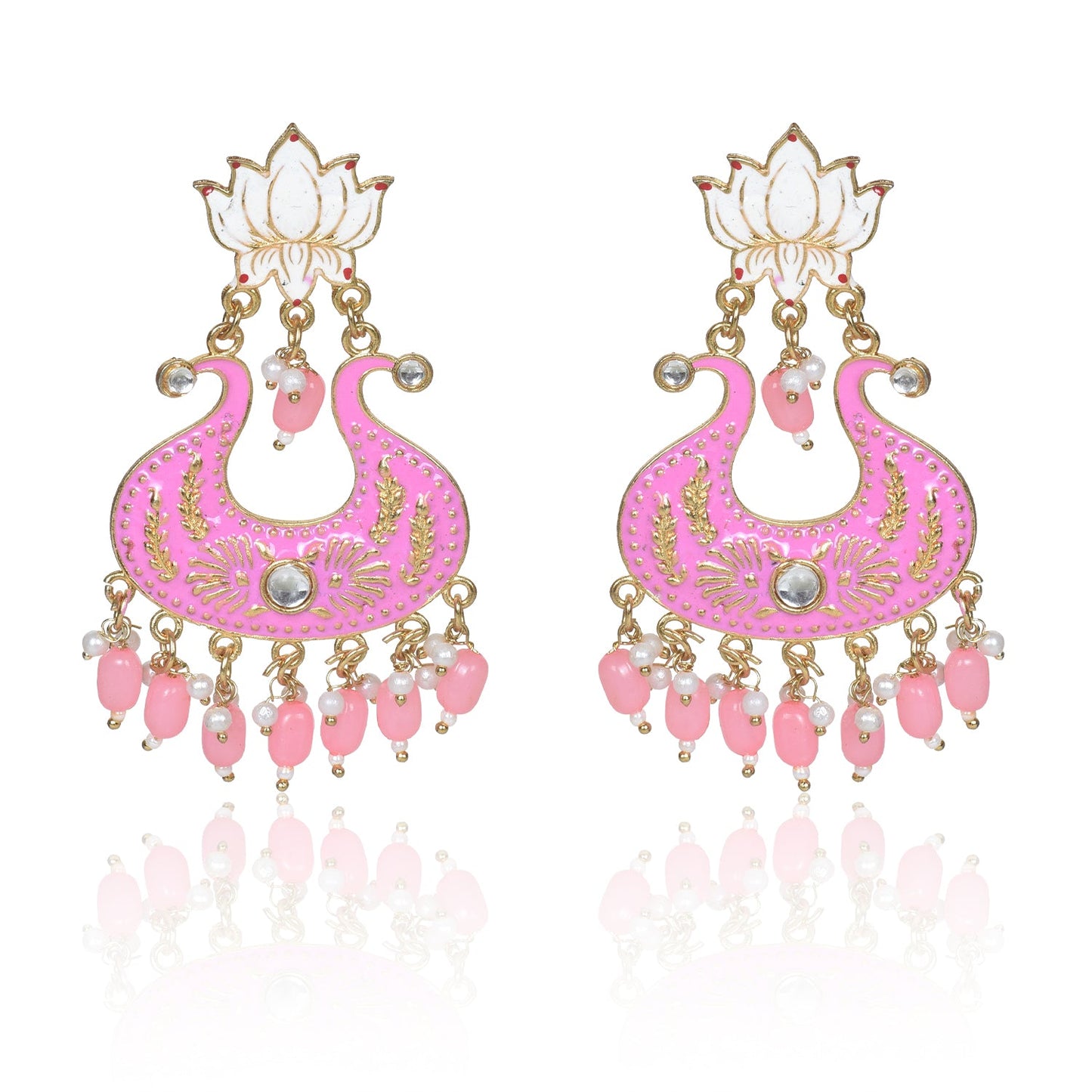 Handmade Ethnic Designer Pink Floral Jhumka for Women & Girls Jhumki Earring