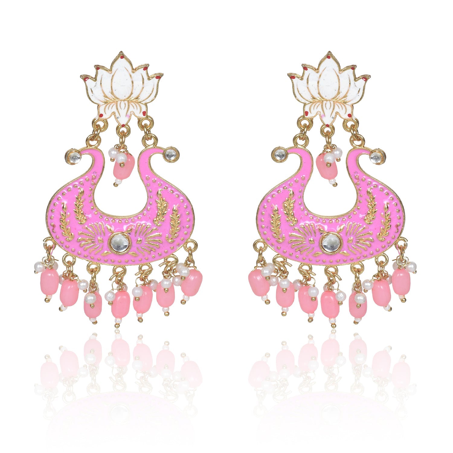 Handmade Ethnic Designer Pink Floral Jhumka for Women & Girls Jhumki Earring