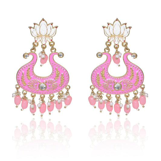 Handmade Ethnic Designer Pink Floral Jhumka for Women & Girls Jhumki Earring