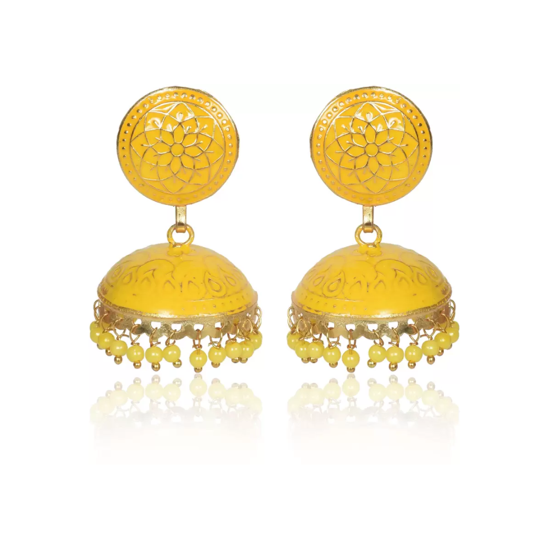 Handmade Ethnic Yellow Brass Earrings