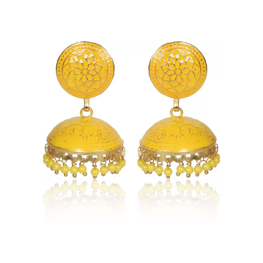 Handmade Ethnic Yellow Brass Earrings