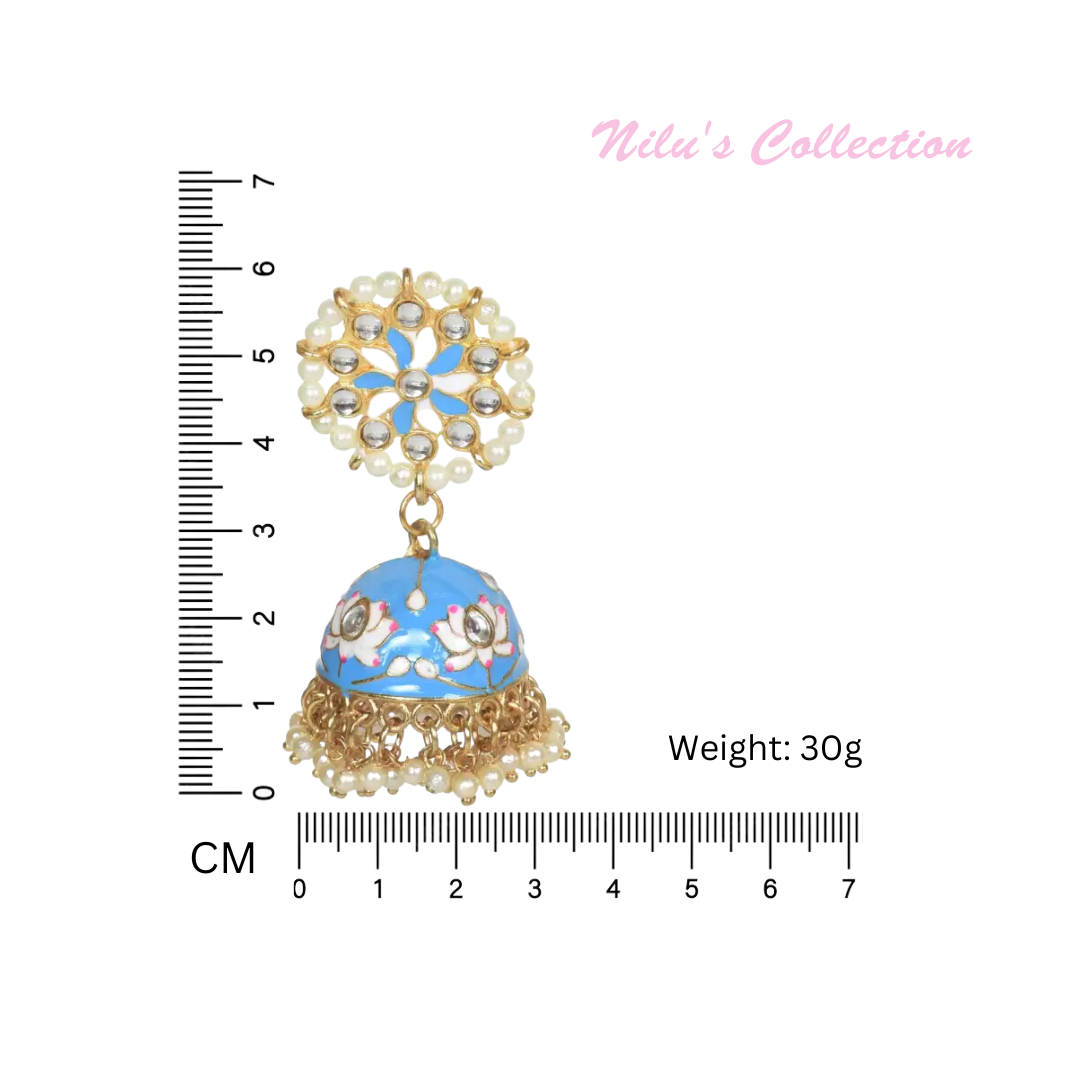 Handcrafted with Pearl Meenakari Jhumka