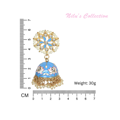 Handcrafted with Pearl Meenakari Jhumka