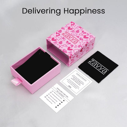 Pink jewellery box, pouch & certificate for women's 925 Sterling Silver rose gold flower necklace – Zavya