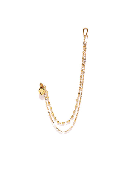 traditional Gold Plated Kundan Nosepin/Nath with Gold Beads Chain For Women/Girls