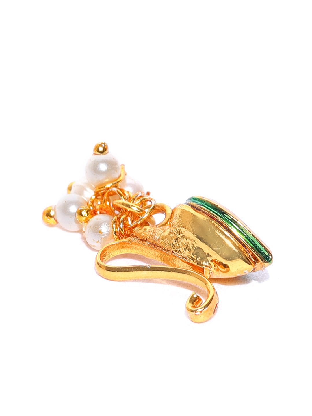 Sparkling Gold-Plated & White CZ Studded Clip-On Nosepin For Women And Girls