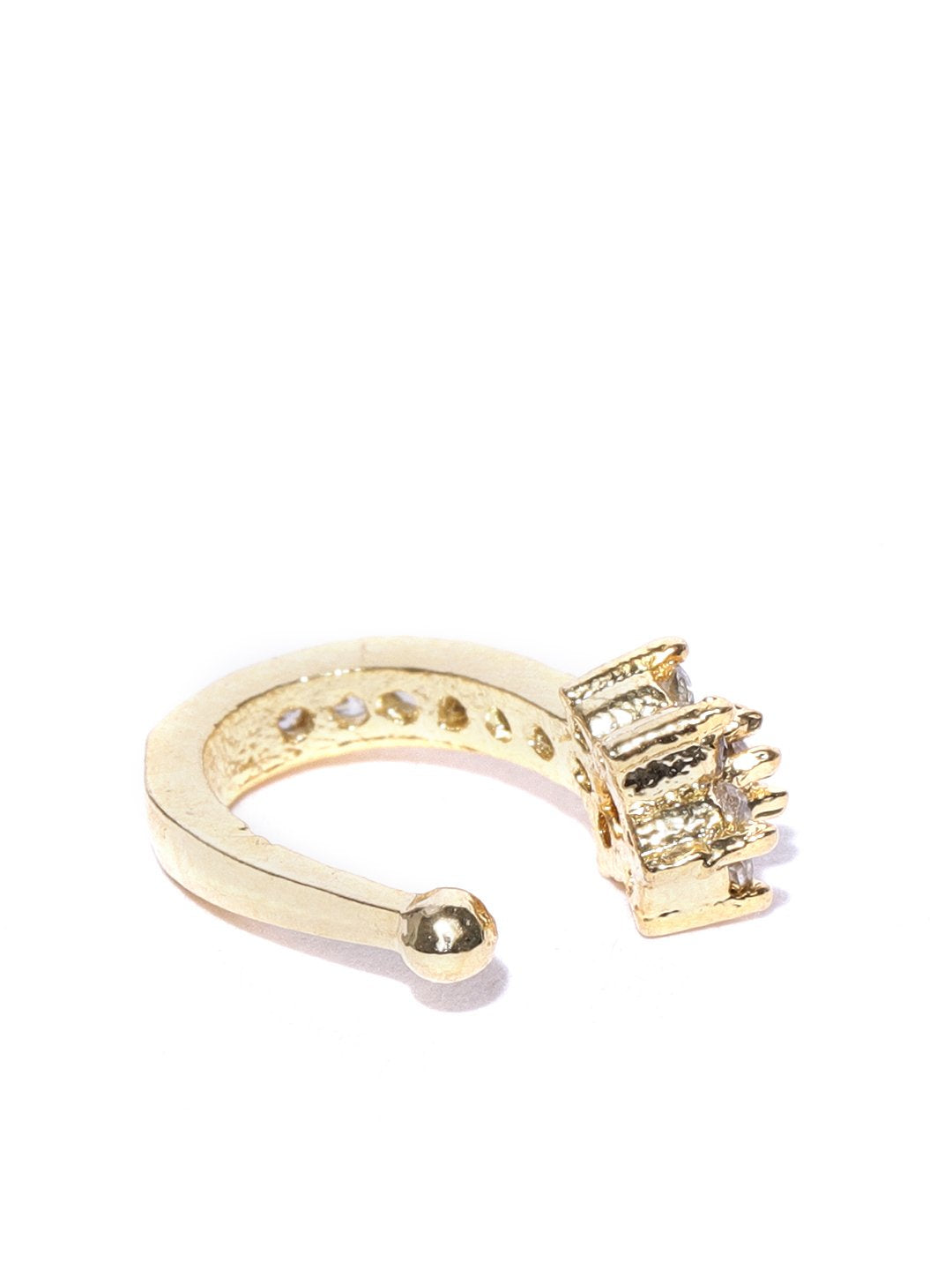 Classic Gold-Plated & White CZ Studded Clip-On Nosepin For Women And Girls