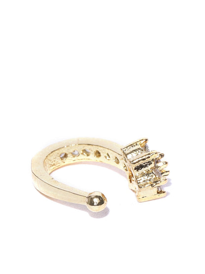Classic Gold-Plated & White CZ Studded Clip-On Nosepin For Women And Girls