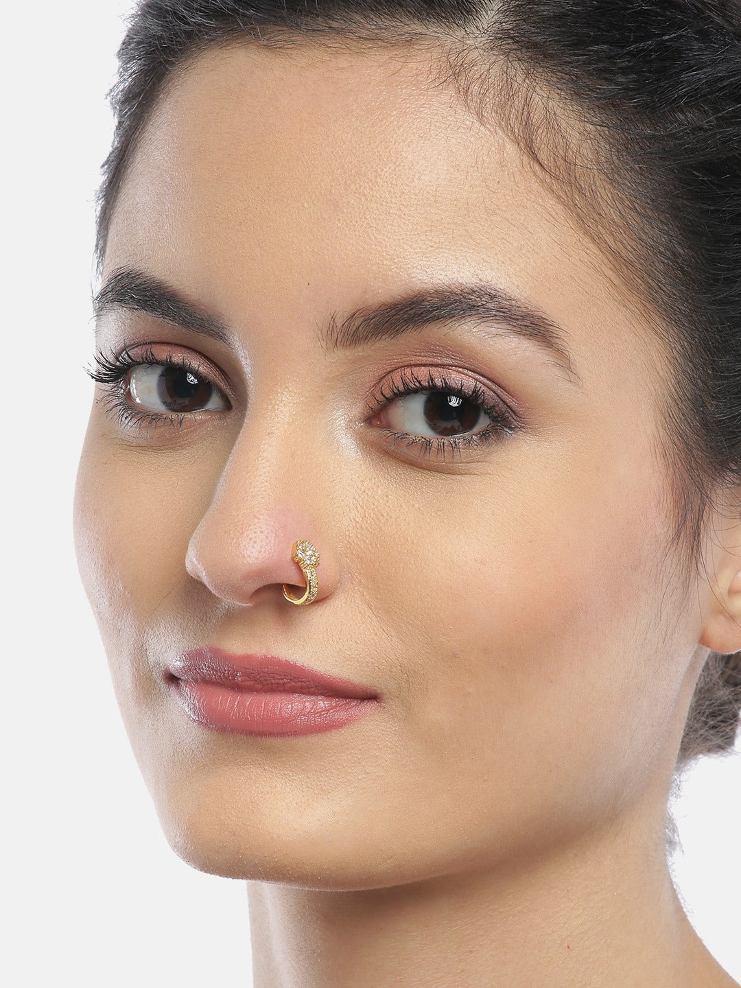 Gold Plated American Diamond Studded Nose Ring