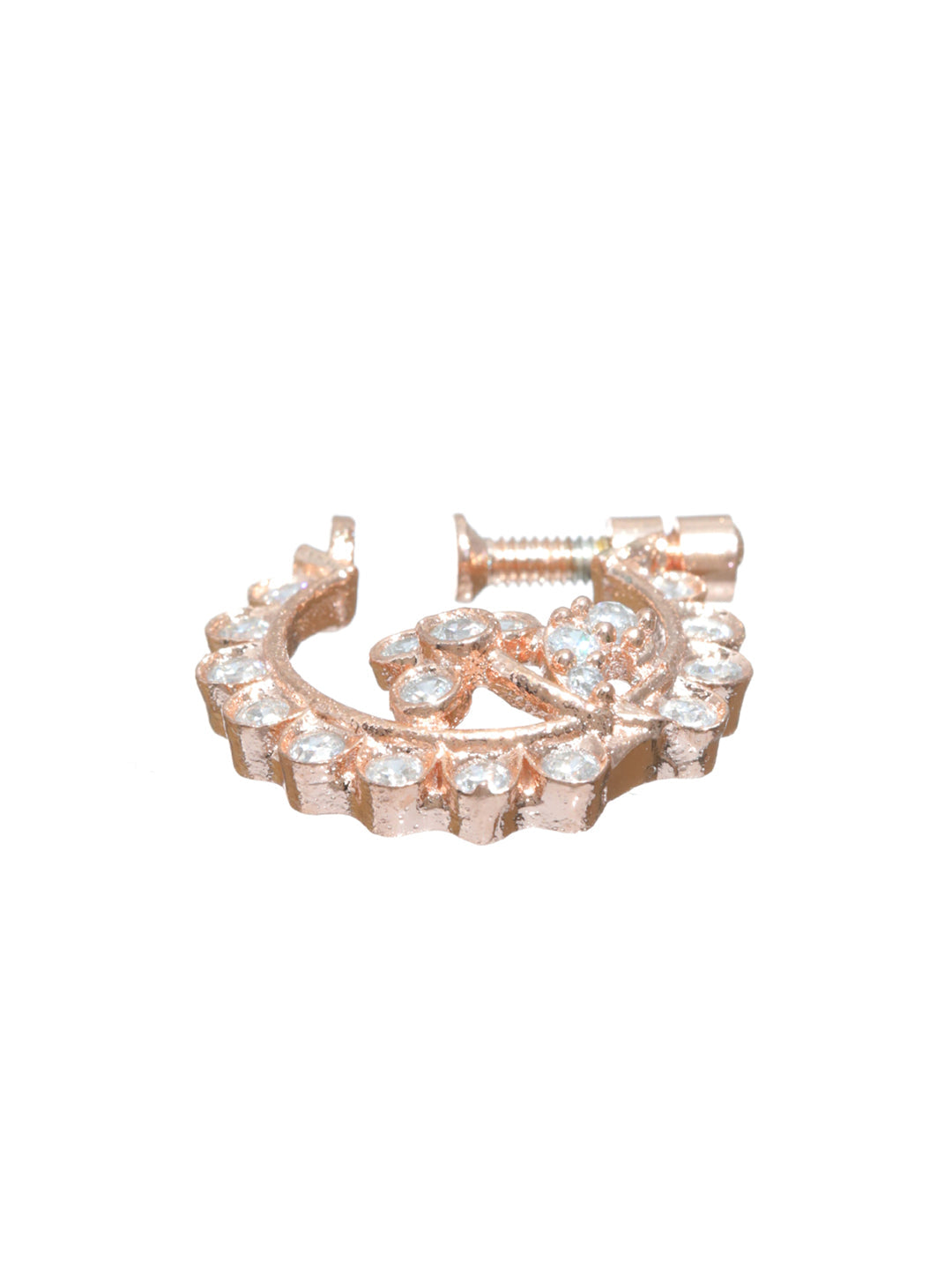 Priyaasi Floral American Diamond Rose Gold Plated Nose Ring