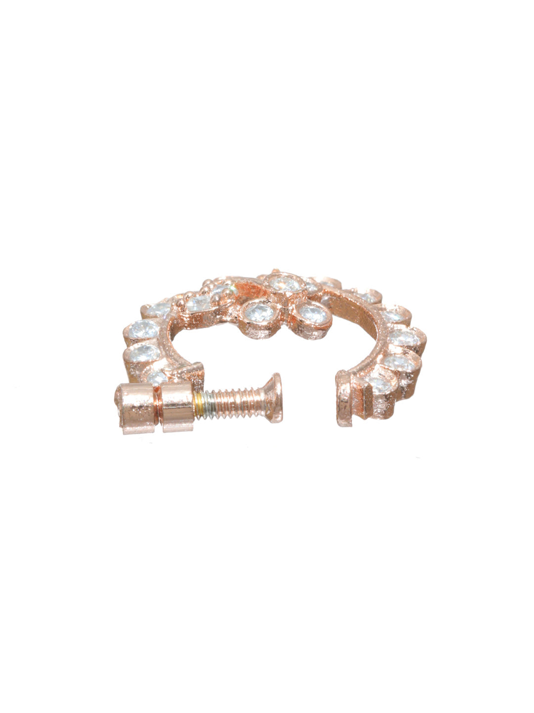 Priyaasi Floral American Diamond Rose Gold Plated Nose Ring