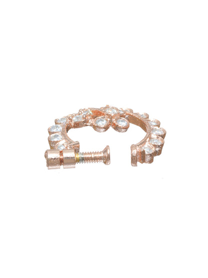 Priyaasi Floral American Diamond Rose Gold Plated Nose Ring