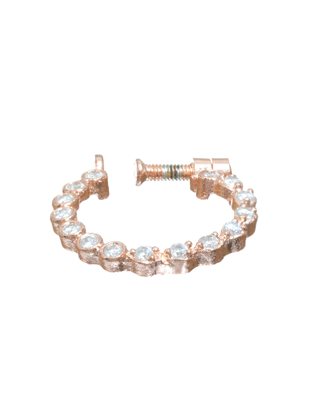Priyaasi Classic American Diamond Rose Gold Plated Nose Ring