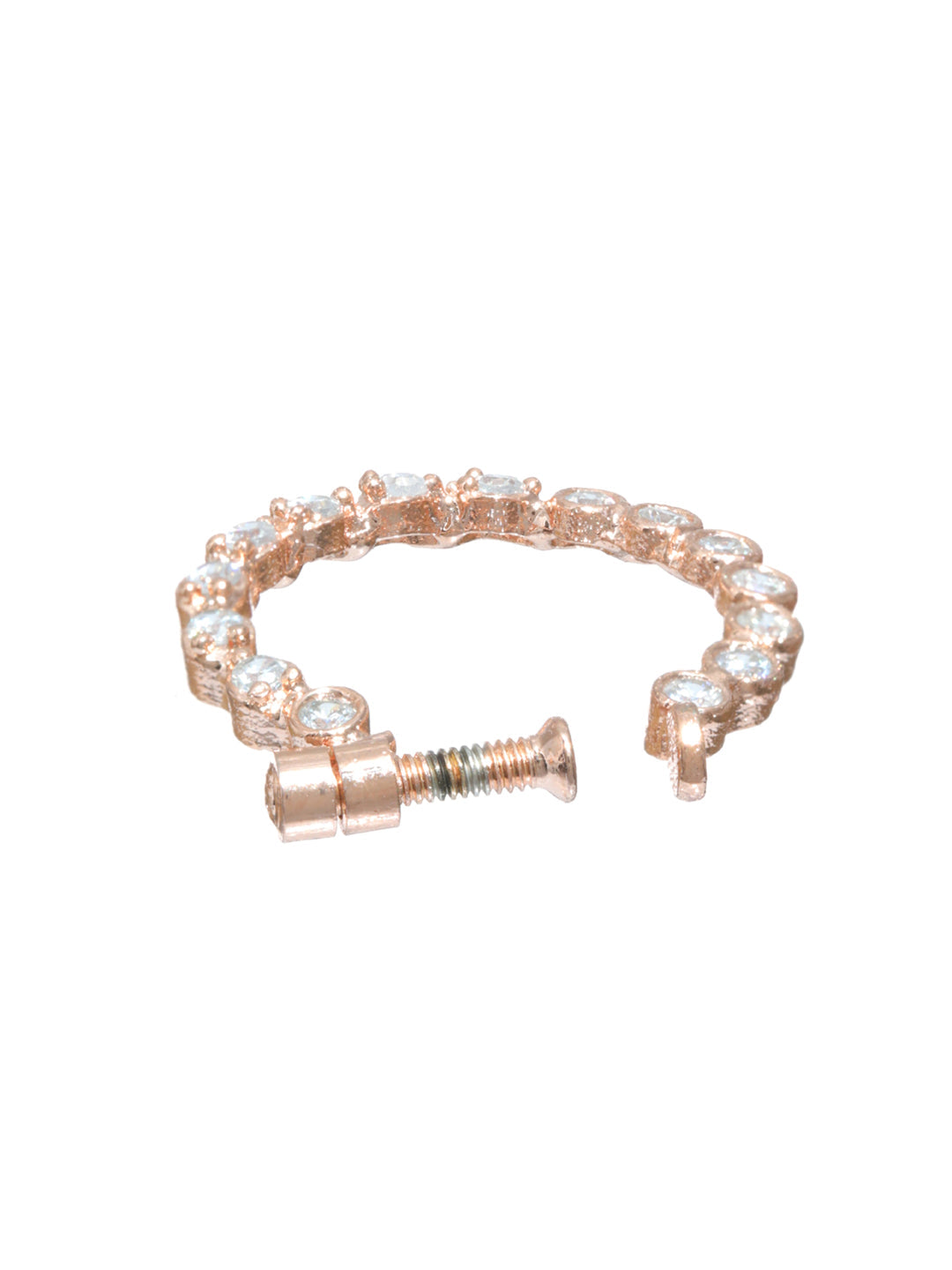 Priyaasi Classic American Diamond Rose Gold Plated Nose Ring