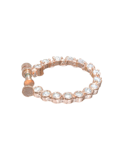 Priyaasi Classic American Diamond Rose Gold Plated Nose Ring
