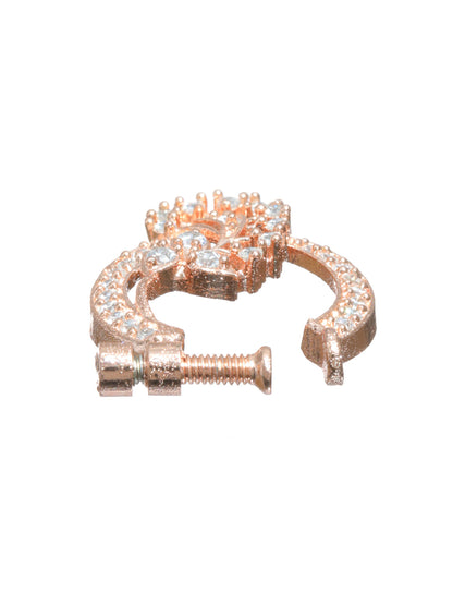 Priyaasi Floral American Diamond Rose Gold Plated Nose Ring