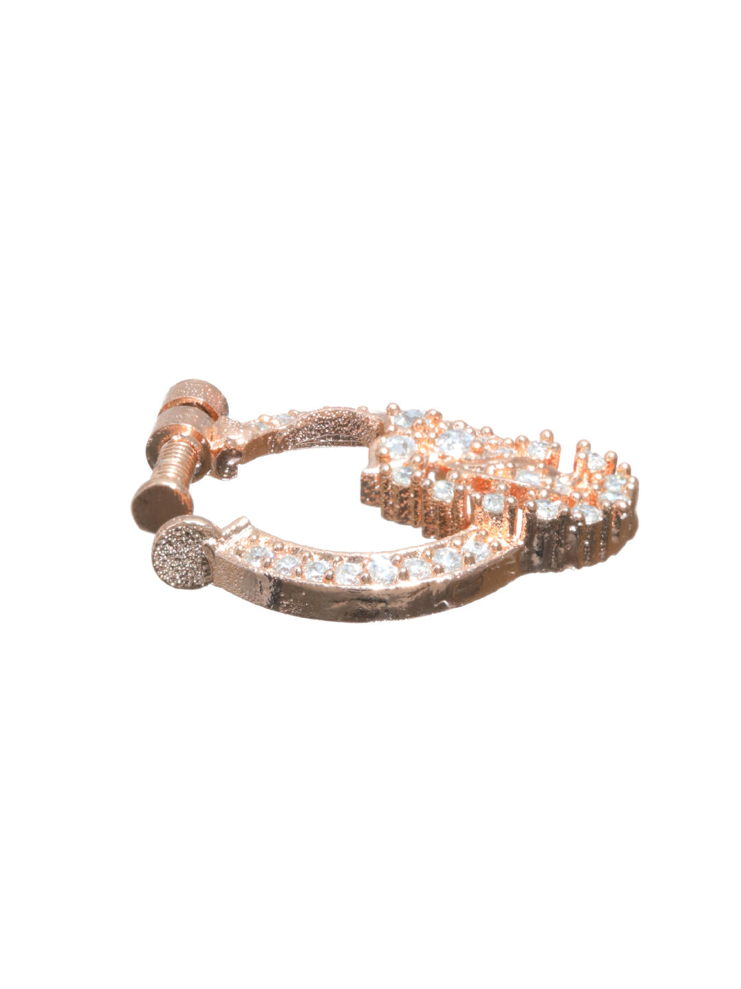 Priyaasi Floral American Diamond Rose Gold Plated Nose Ring