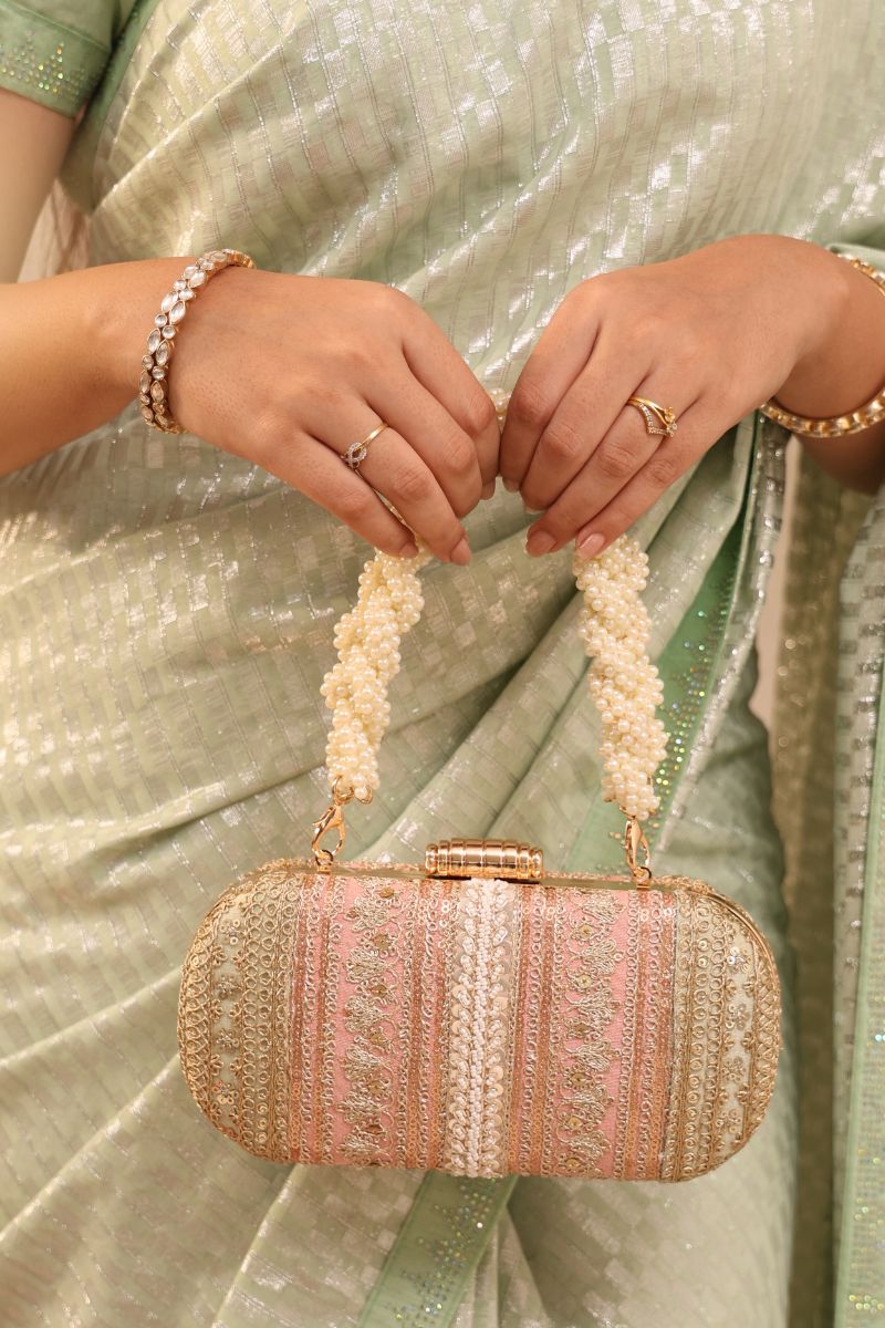 AMYRA - Naaz Embroidered Capsule Clutch - Pastel