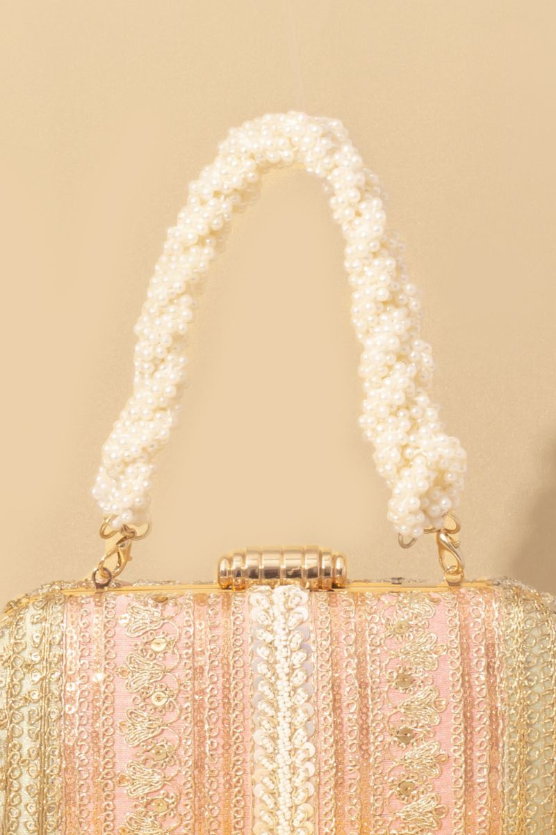 AMYRA - Naaz Embroidered Capsule Clutch - Pastel