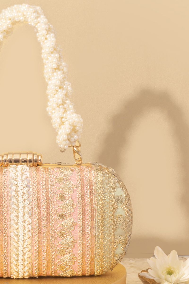 AMYRA - Naaz Embroidered Capsule Clutch - Pastel