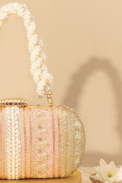 AMYRA - Naaz Embroidered Capsule Clutch - Pastel