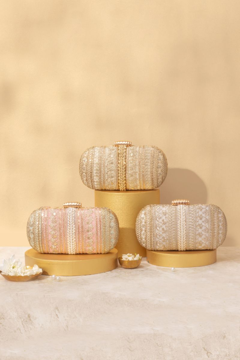 AMYRA - Naaz Embroidered Capsule Clutch - Pastel
